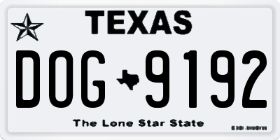 TX license plate DOG9192