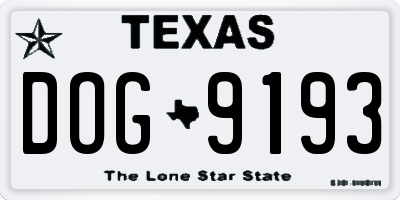 TX license plate DOG9193