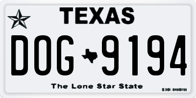 TX license plate DOG9194