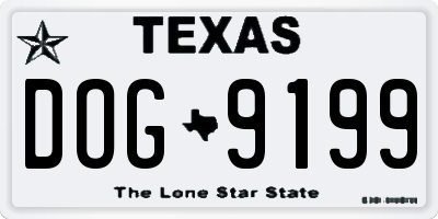 TX license plate DOG9199