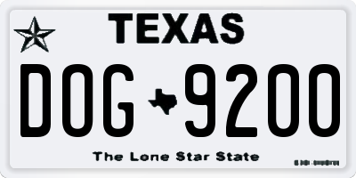 TX license plate DOG9200