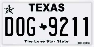 TX license plate DOG9211