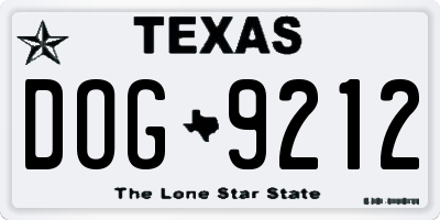 TX license plate DOG9212