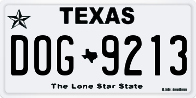 TX license plate DOG9213