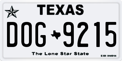TX license plate DOG9215