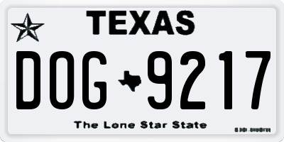 TX license plate DOG9217