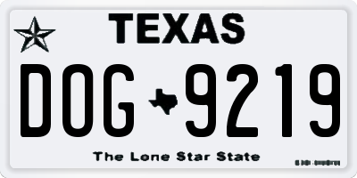 TX license plate DOG9219