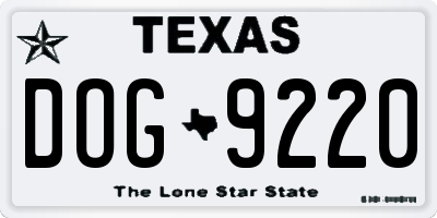 TX license plate DOG9220