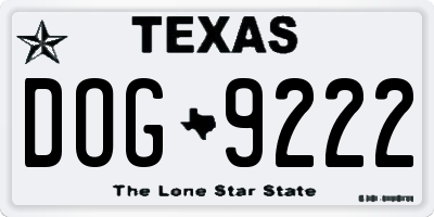 TX license plate DOG9222