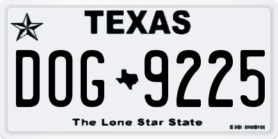 TX license plate DOG9225