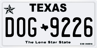 TX license plate DOG9226