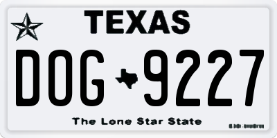 TX license plate DOG9227