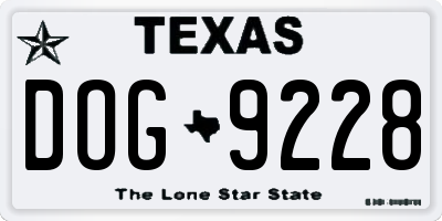 TX license plate DOG9228