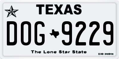 TX license plate DOG9229