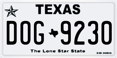 TX license plate DOG9230