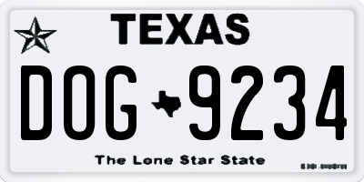 TX license plate DOG9234