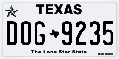TX license plate DOG9235