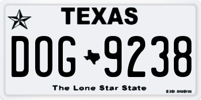 TX license plate DOG9238