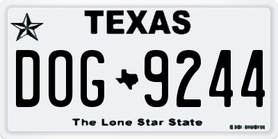 TX license plate DOG9244