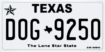 TX license plate DOG9250