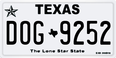 TX license plate DOG9252