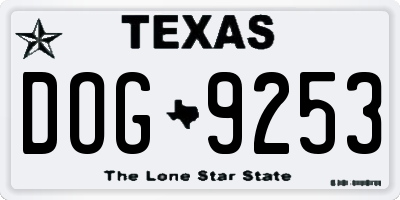 TX license plate DOG9253
