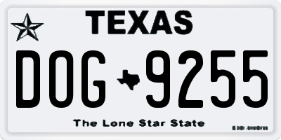 TX license plate DOG9255