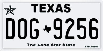 TX license plate DOG9256
