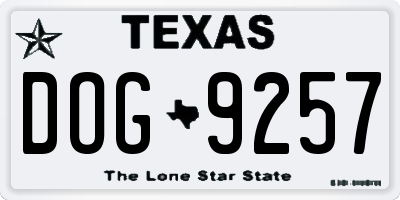 TX license plate DOG9257