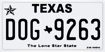 TX license plate DOG9263