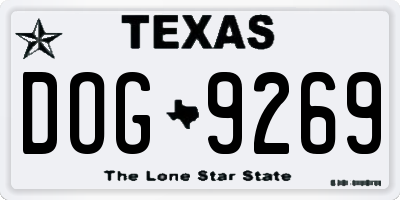 TX license plate DOG9269