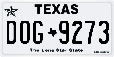 TX license plate DOG9273