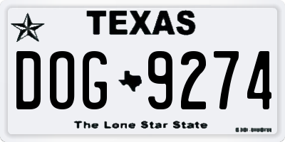 TX license plate DOG9274