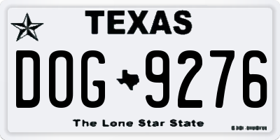 TX license plate DOG9276