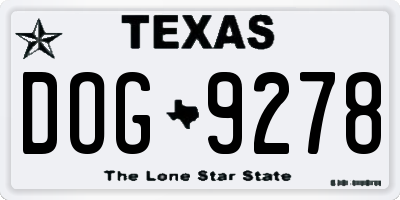 TX license plate DOG9278