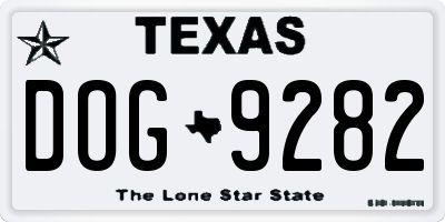 TX license plate DOG9282
