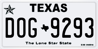 TX license plate DOG9293