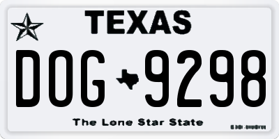 TX license plate DOG9298