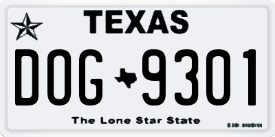 TX license plate DOG9301
