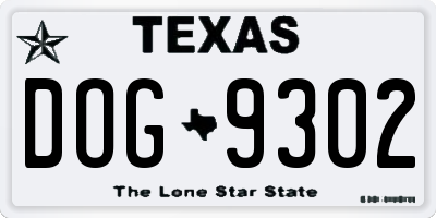 TX license plate DOG9302