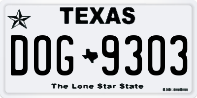 TX license plate DOG9303
