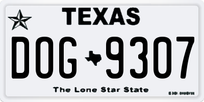 TX license plate DOG9307