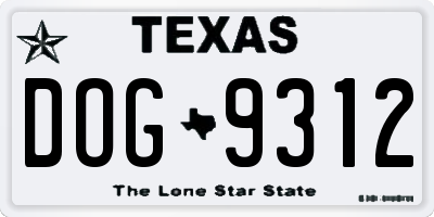 TX license plate DOG9312
