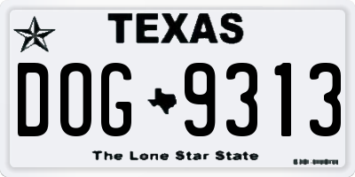 TX license plate DOG9313