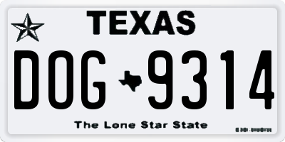TX license plate DOG9314