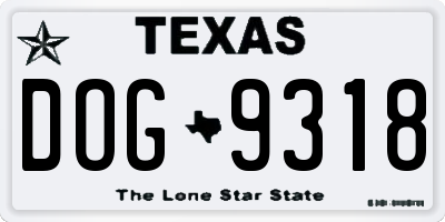 TX license plate DOG9318