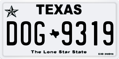 TX license plate DOG9319