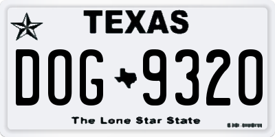 TX license plate DOG9320