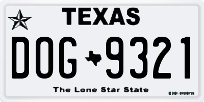 TX license plate DOG9321