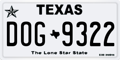 TX license plate DOG9322